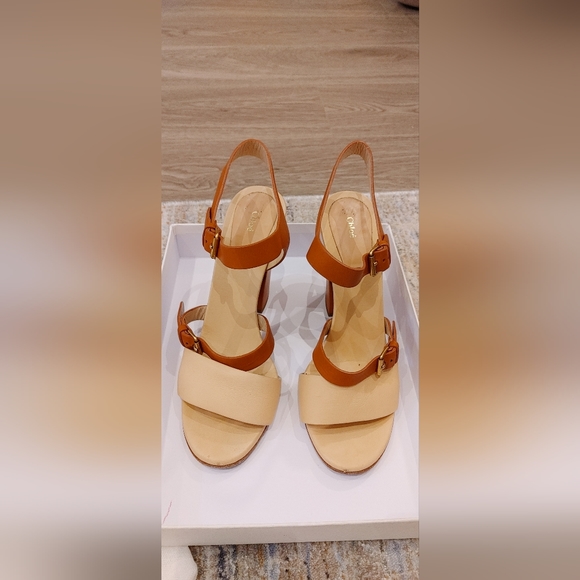 Chloe Two Tone Leather Sandal Heels - Picture 5 of 10